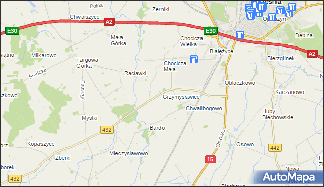 mapa Grzymysławice, Grzymysławice na mapie Targeo