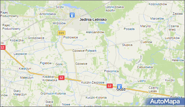 mapa Gzowskie Budy, Gzowskie Budy na mapie Targeo