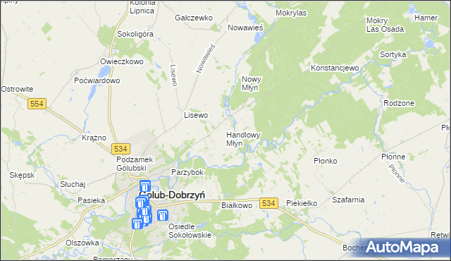 mapa Handlowy Młyn, Handlowy Młyn na mapie Targeo