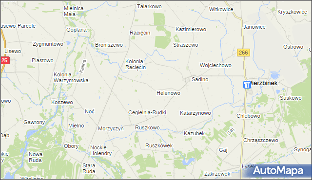 mapa Helenowo gmina Wierzbinek, Helenowo gmina Wierzbinek na mapie Targeo