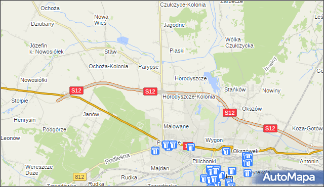 mapa Horodyszcze-Kolonia, Horodyszcze-Kolonia na mapie Targeo