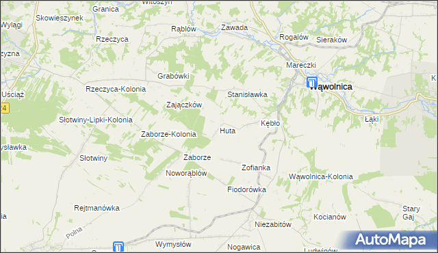 mapa Huta gmina Wąwolnica, Huta gmina Wąwolnica na mapie Targeo