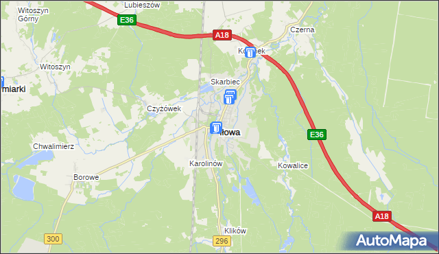 mapa Iłowa powiat żagański, Iłowa powiat żagański na mapie Targeo