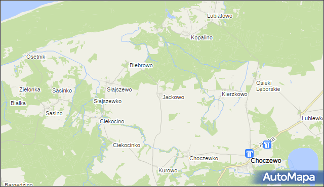 mapa Jackowo gmina Choczewo, Jackowo gmina Choczewo na mapie Targeo