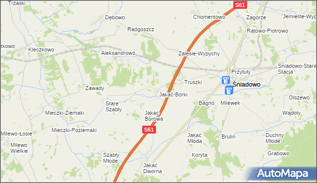 mapa Jakać-Borki, Jakać-Borki na mapie Targeo