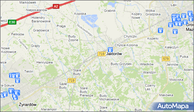 mapa Jaktorów-Kolonia, Jaktorów-Kolonia na mapie Targeo