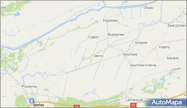 mapa Jamno gmina Słońsk, Jamno gmina Słońsk na mapie Targeo