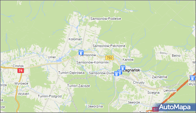 mapa Janaszów gmina Zagnańsk, Janaszów gmina Zagnańsk na mapie Targeo