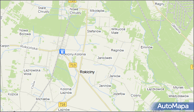 mapa Jankówek gmina Rokiciny, Jankówek gmina Rokiciny na mapie Targeo