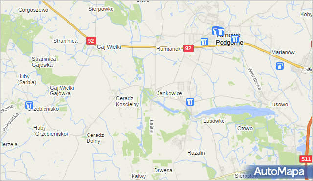 mapa Jankowice gmina Tarnowo Podgórne, Jankowice gmina Tarnowo Podgórne na mapie Targeo