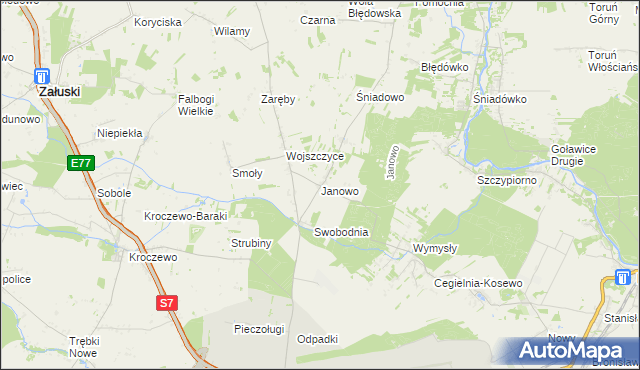 mapa Janowo gmina Zakroczym, Janowo gmina Zakroczym na mapie Targeo