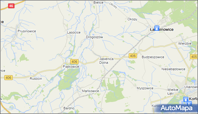 mapa Jasienica Dolna, Jasienica Dolna na mapie Targeo