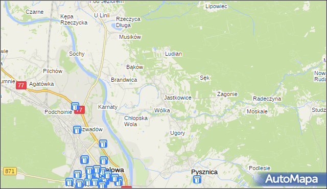 mapa Jastkowice, Jastkowice na mapie Targeo
