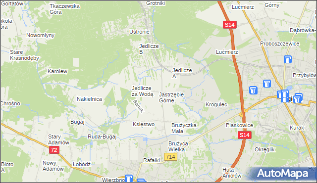 mapa Jastrzębie Górne, Jastrzębie Górne na mapie Targeo