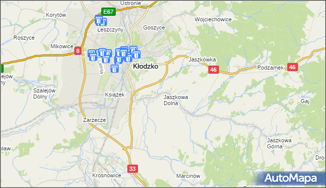 mapa Jaszkowa Dolna, Jaszkowa Dolna na mapie Targeo