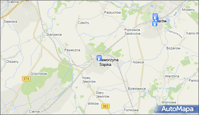 mapa Jaworzyna Śląska, Jaworzyna Śląska na mapie Targeo
