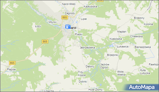 mapa Jędrzejówka gmina Narol, Jędrzejówka gmina Narol na mapie Targeo