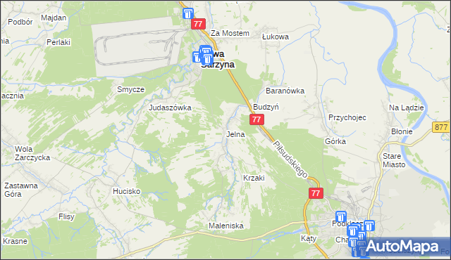 mapa Jelna gmina Nowa Sarzyna, Jelna gmina Nowa Sarzyna na mapie Targeo