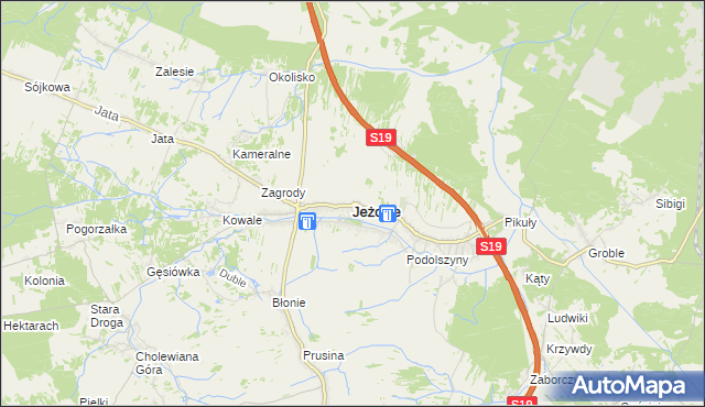 mapa Jeżowe, Jeżowe na mapie Targeo