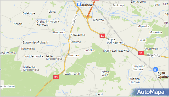 mapa Joanka gmina Baranów, Joanka gmina Baranów na mapie Targeo