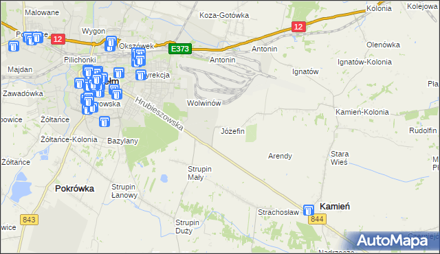 mapa Józefin gmina Kamień, Józefin gmina Kamień na mapie Targeo