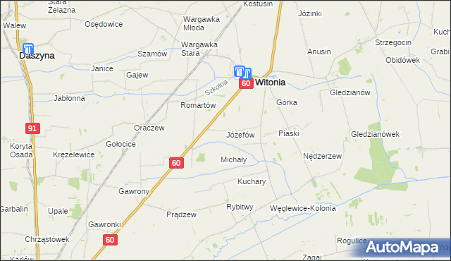 mapa Józefów gmina Witonia, Józefów gmina Witonia na mapie Targeo