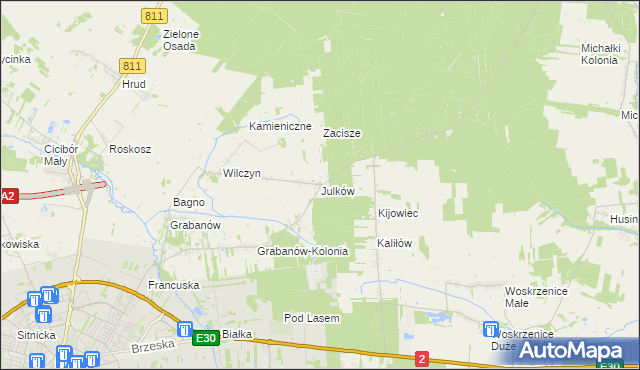 mapa Julków gmina Biała Podlaska, Julków gmina Biała Podlaska na mapie Targeo