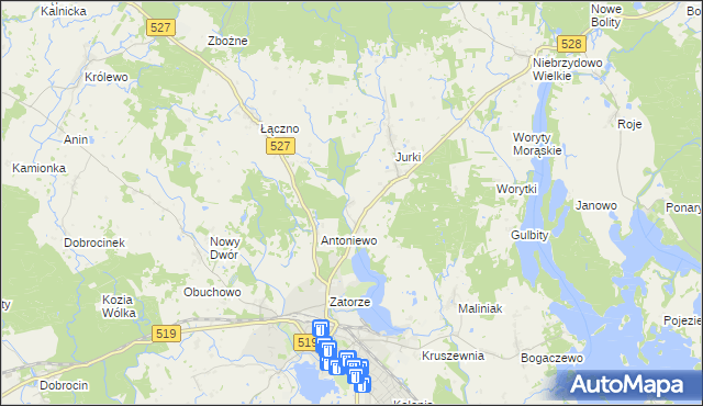 mapa Jurecki Młyn, Jurecki Młyn na mapie Targeo