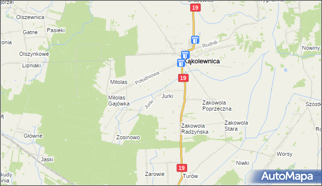 mapa Jurki gmina Kąkolewnica, Jurki gmina Kąkolewnica na mapie Targeo