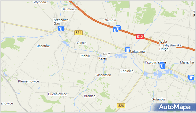 mapa Kaleń gmina Markuszów, Kaleń gmina Markuszów na mapie Targeo