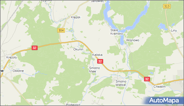 mapa Kaliska gmina Kargowa, Kaliska gmina Kargowa na mapie Targeo