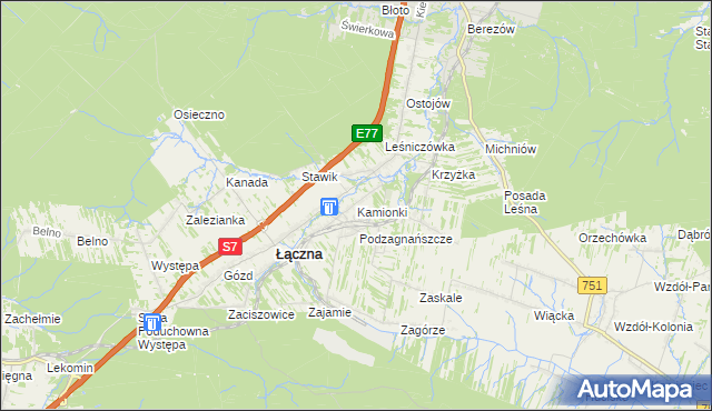 mapa Kamionki gmina Łączna, Kamionki gmina Łączna na mapie Targeo