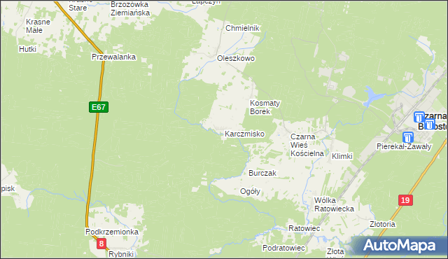 mapa Karczmisko gmina Czarna Białostocka, Karczmisko gmina Czarna Białostocka na mapie Targeo