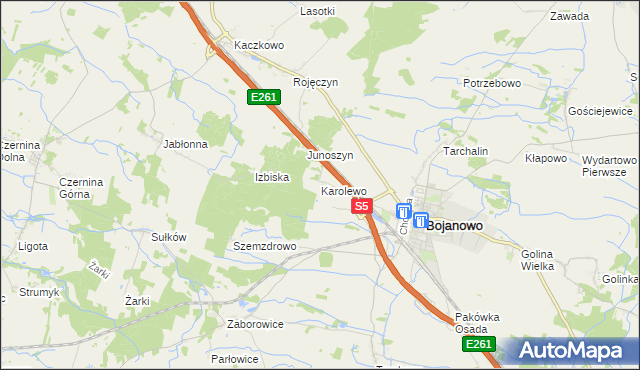 mapa Karolewo gmina Bojanowo, Karolewo gmina Bojanowo na mapie Targeo