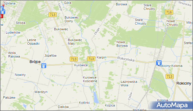 mapa Karpin gmina Brójce, Karpin gmina Brójce na mapie Targeo
