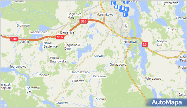 mapa Karwie gmina Mrągowo, Karwie gmina Mrągowo na mapie Targeo