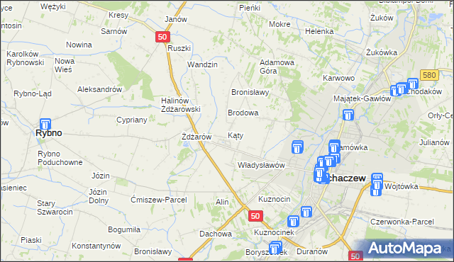 mapa Kąty gmina Sochaczew, Kąty gmina Sochaczew na mapie Targeo