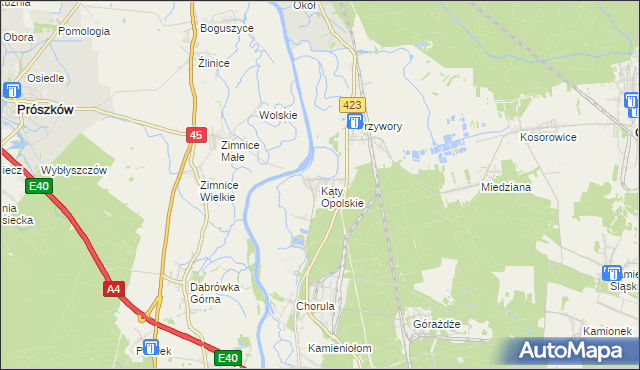 mapa Kąty Opolskie, Kąty Opolskie na mapie Targeo