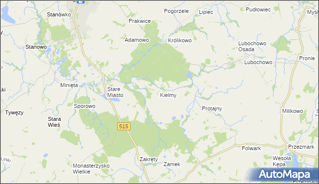 mapa Kielmy, Kielmy na mapie Targeo