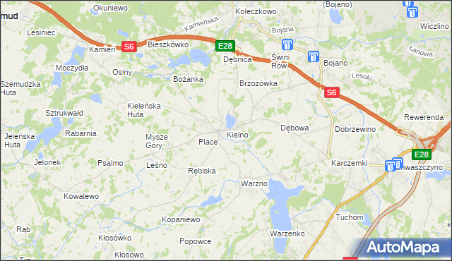 mapa Kielno gmina Szemud, Kielno gmina Szemud na mapie Targeo