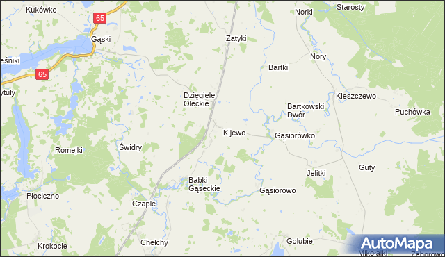 mapa Kijewo gmina Olecko, Kijewo gmina Olecko na mapie Targeo