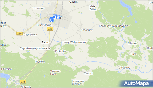 mapa Kinice gmina Brusy, Kinice gmina Brusy na mapie Targeo