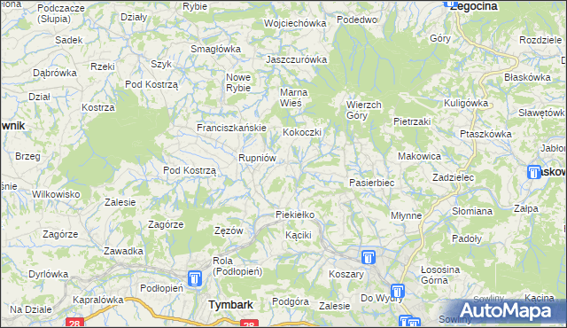 mapa Kisielówka gmina Limanowa, Kisielówka gmina Limanowa na mapie Targeo