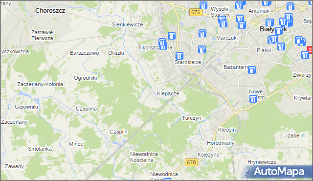 mapa Klepacze gmina Choroszcz, Klepacze gmina Choroszcz na mapie Targeo