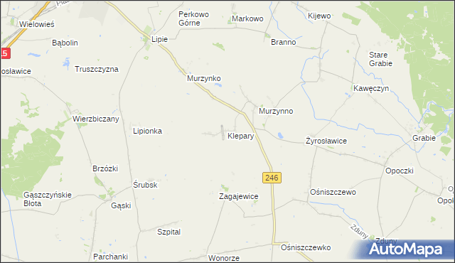 mapa Klepary gmina Gniewkowo, Klepary gmina Gniewkowo na mapie Targeo