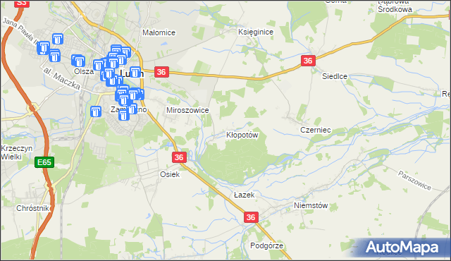 mapa Kłopotów gmina Lubin, Kłopotów gmina Lubin na mapie Targeo