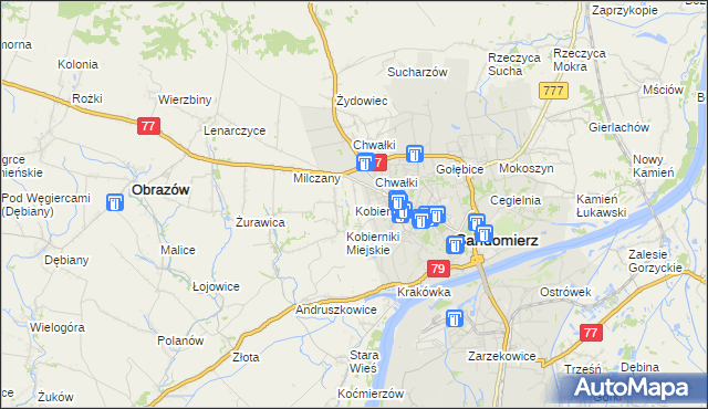 mapa Kobierniki gmina Samborzec, Kobierniki gmina Samborzec na mapie Targeo