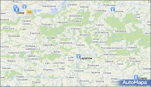 mapa Kobylec gmina Łapanów, Kobylec gmina Łapanów na mapie Targeo