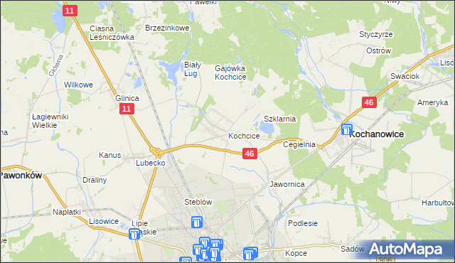 mapa Kochcice, Kochcice na mapie Targeo