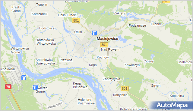 mapa Kochów gmina Maciejowice, Kochów gmina Maciejowice na mapie Targeo